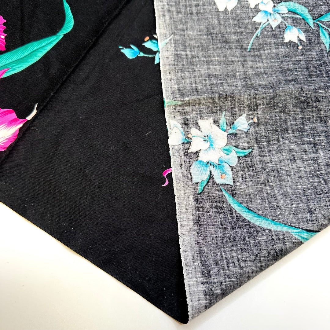 Swimsuit Cover Up - Cotton Woven - Black Multi Floral - Bundles - True Deadstock fabric Fabric by private - Sustainable Textile | FABCYCLE