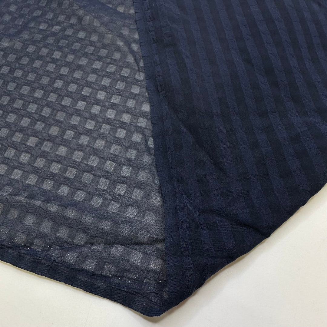 Table Setting - Chiffon Polyester Blend Woven - Navy Geometric - 1.6M Bundle - True Deadstock fabric Fabric by private - Sustainable Textile | FABCYCLE