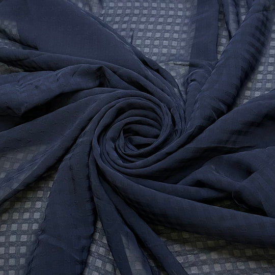 Table Setting - Chiffon Polyester Blend Woven - Navy Geometric - 1.6M Bundle - True Deadstock fabric Fabric by private - Sustainable Textile | FABCYCLE