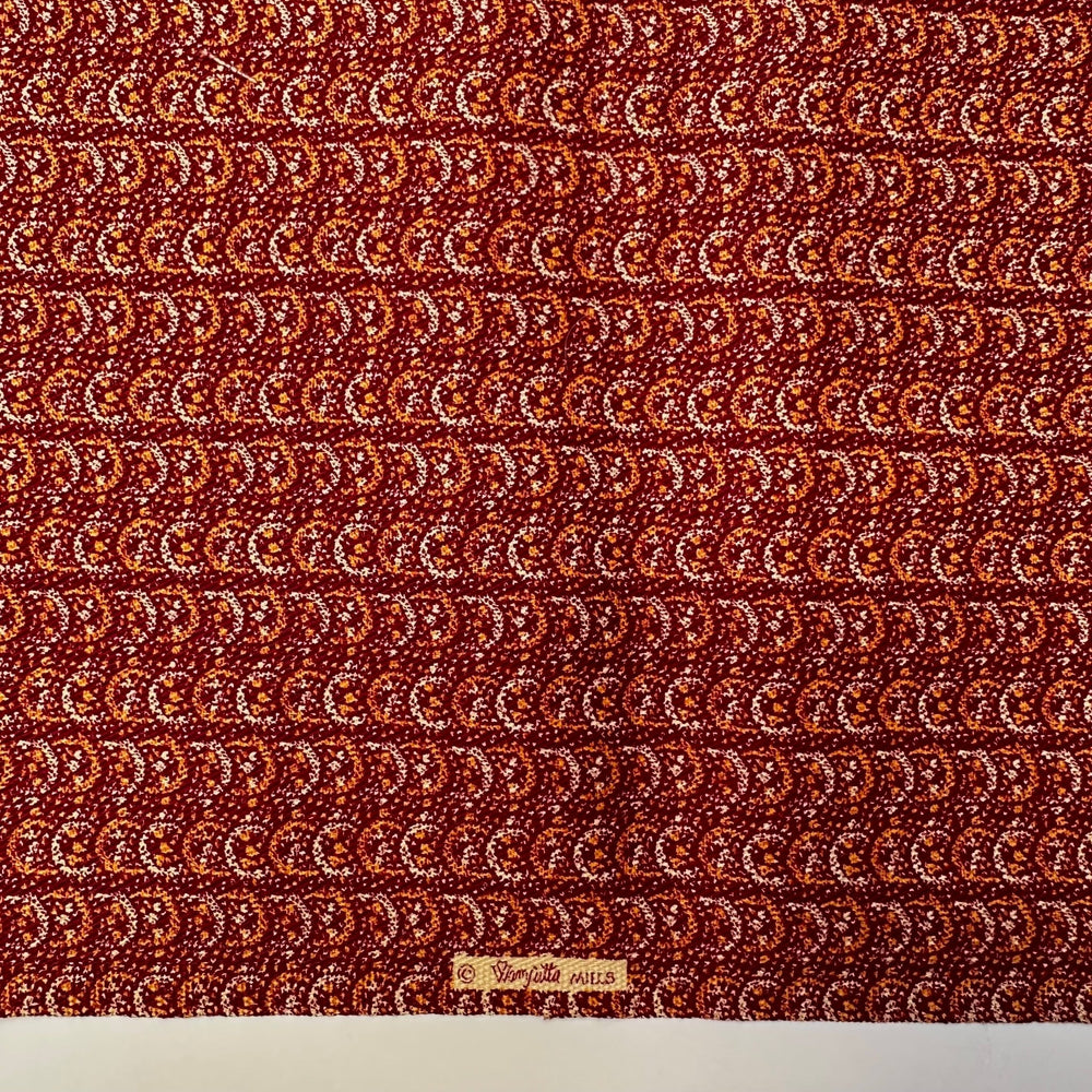 Taking A Scenic Train Ride - Vintage Cotton Woven - Burgundy Multi Abstract - 1.2M Bundle - True Deadstock fabric Fabric by private - Sustainable Textile | FABCYCLE