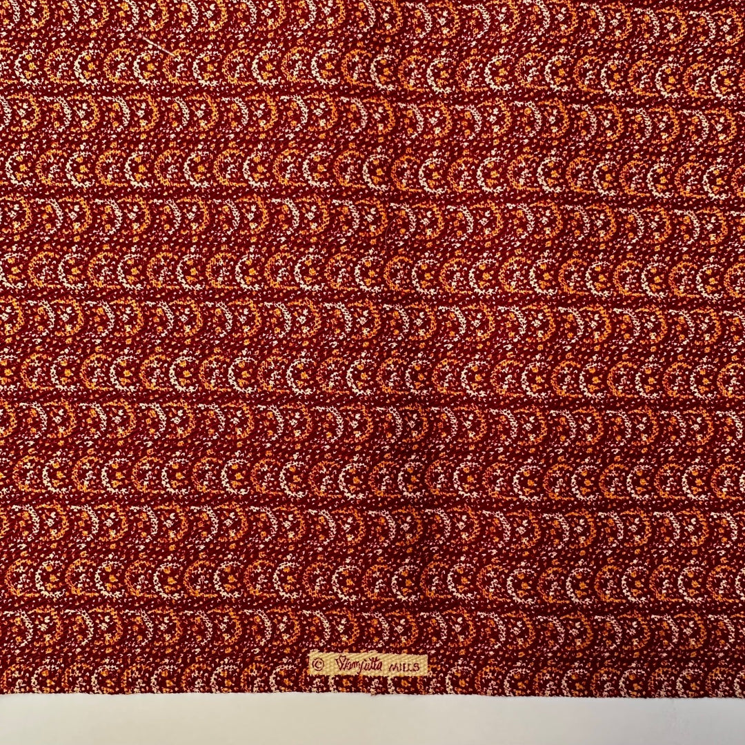 Taking A Scenic Train Ride - Vintage Cotton Woven - Burgundy Multi Abstract - 1.2M Bundle - True Deadstock fabric Fabric by private - Sustainable Textile | FABCYCLE