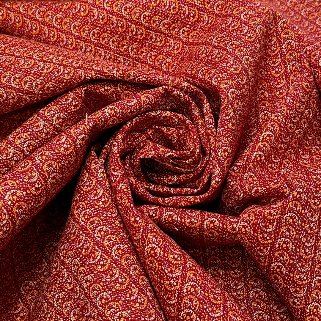 Taking A Scenic Train Ride - Vintage Cotton Woven - Burgundy Multi Abstract - 1.2M Bundle - True Deadstock fabric Fabric by private - Sustainable Textile | FABCYCLE