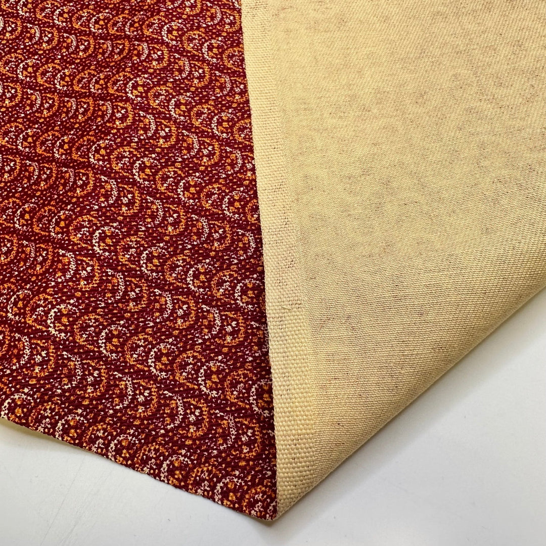 Taking A Scenic Train Ride - Vintage Cotton Woven - Burgundy Multi Abstract - 1.2M Bundle - True Deadstock fabric Fabric by private - Sustainable Textile | FABCYCLE