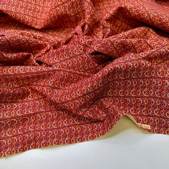 Taking A Scenic Train Ride - Vintage Cotton Woven - Burgundy Multi Abstract - 1.2M Bundle - True Deadstock fabric Fabric by private - Sustainable Textile | FABCYCLE