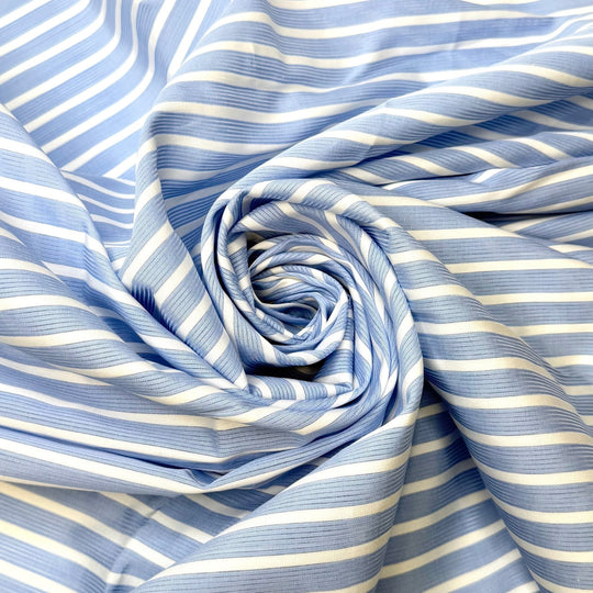 Taking Care Of The Water Shed - Cotton Woven - Light White/Blue Stripes - 2.95M Bundle - True Deadstock fabric Fabric by private - Sustainable Textile | FABCYCLE