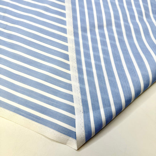Taking Care Of The Water Shed - Cotton Woven - Light White/Blue Stripes - 2.95M Bundle - True Deadstock fabric Fabric by private - Sustainable Textile | FABCYCLE