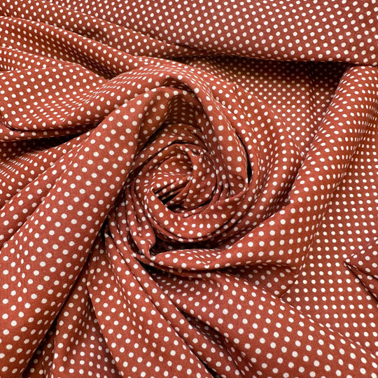 Talking About Your Passions - Cotton/Poly Woven - Light Brown/White Polka Dots - 3M Bundle - True Deadstock fabric Fabric by private - Sustainable Textile | FABCYCLE