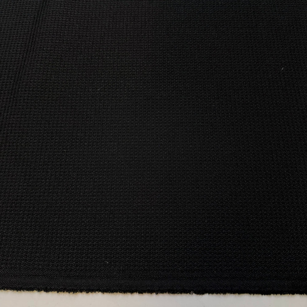 Tamales - Waffle Weave Polyester Blend Woven - Black - 1.5M Bundle - True Deadstock fabric Fabric by private - Sustainable Textile | FABCYCLE