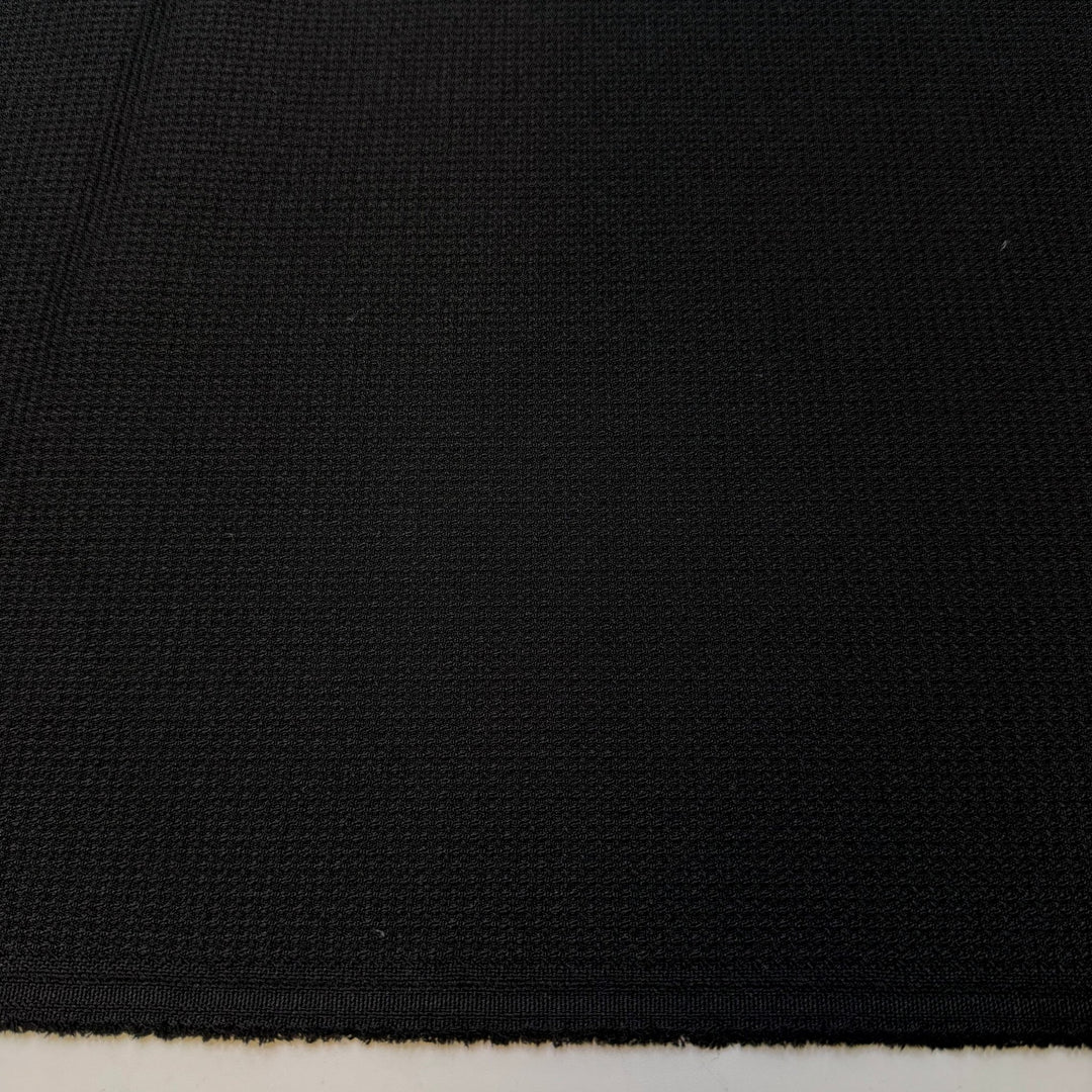 Tamales - Waffle Weave Polyester Blend Woven - Black - 1.5M Bundle - True Deadstock fabric Fabric by private - Sustainable Textile | FABCYCLE