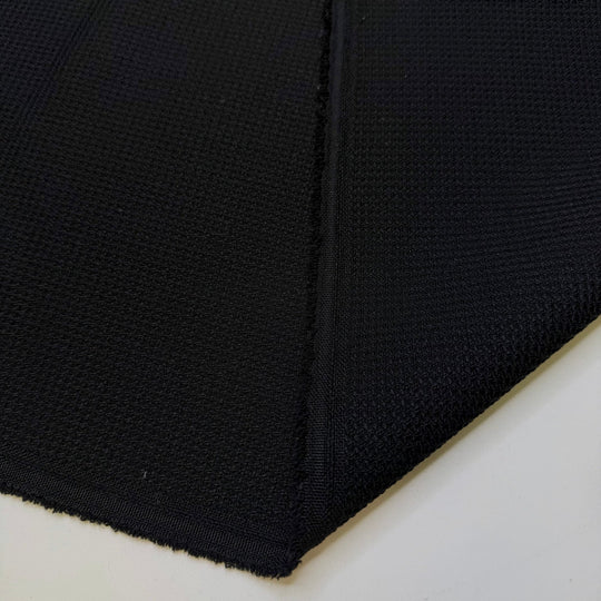 Tamales - Waffle Weave Polyester Blend Woven - Black - 1.5M Bundle - True Deadstock fabric Fabric by private - Sustainable Textile | FABCYCLE