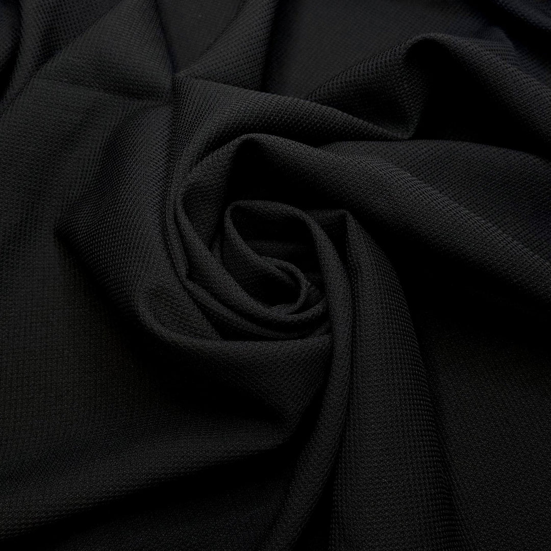 Tamales - Waffle Weave Polyester Blend Woven - Black - 1.5M Bundle - True Deadstock fabric Fabric by private - Sustainable Textile | FABCYCLE