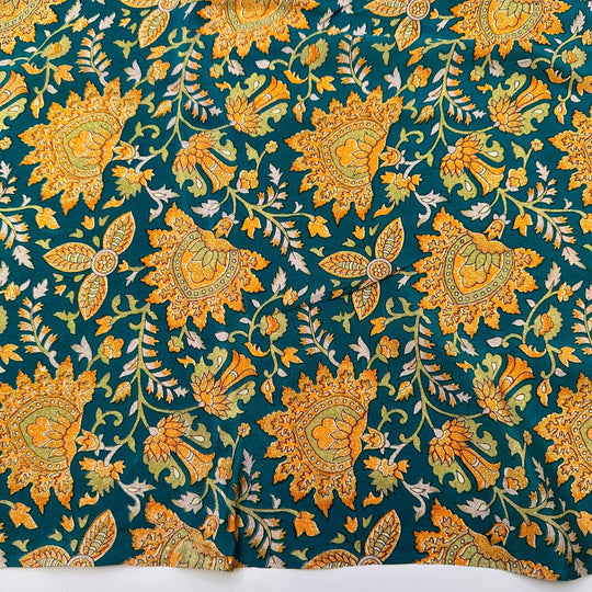Tangerine Twist - Chiffon Silk Woven - Teal Orange Floral - 3.6M Bundle - True Deadstock fabric Fabric by private - Sustainable Textile | FABCYCLE