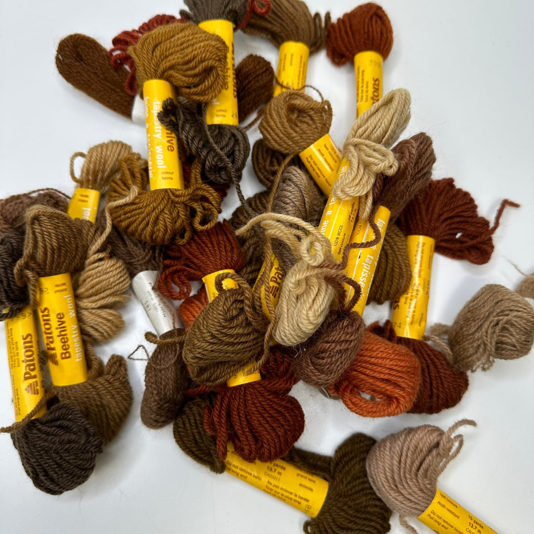 Tapestry Wool Yarn - Brown/Beige - 20 Pack - True Deadstock supplies Fabric by private - Sustainable Textile | FABCYCLE