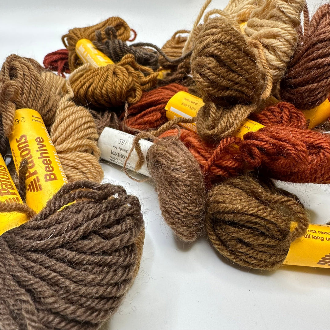Tapestry Wool Yarn - Brown/Beige - 20 Pack - True Deadstock supplies Fabric by private - Sustainable Textile | FABCYCLE