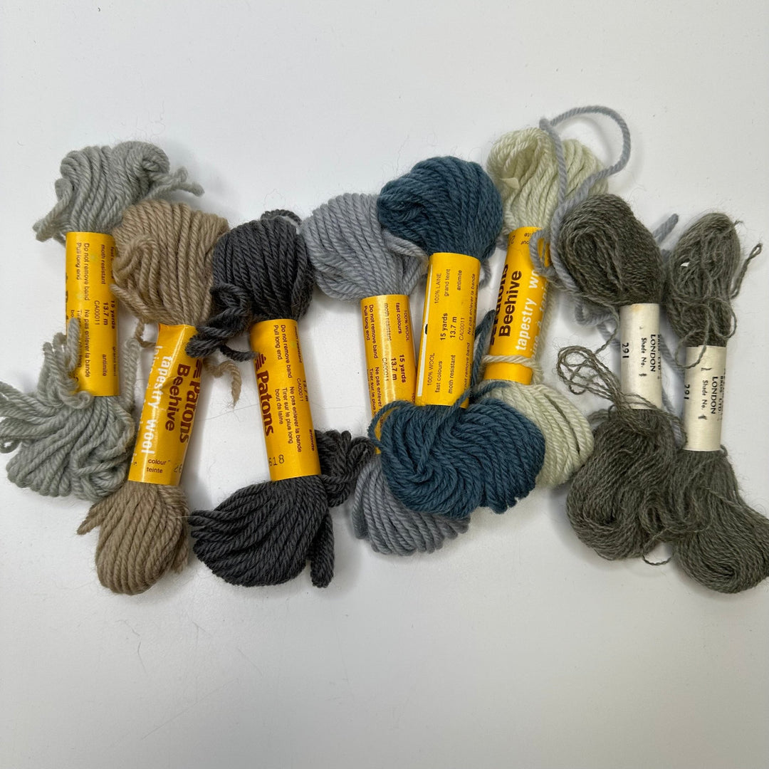 Tapestry Wool Yarn - Grey/Blue - 10 Pack - True Deadstock supplies Fabric by private - Sustainable Textile | FABCYCLE
