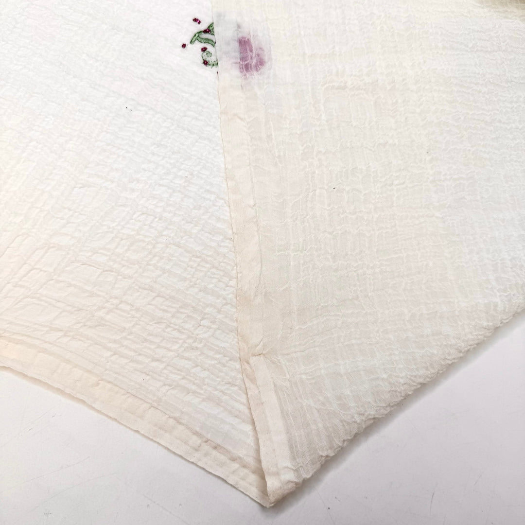 Tea Party - Crinkle Polyester Blend Woven - Cream/Pink Floral - 2.4M Bundle - True Deadstock fabric Fabric by private - Sustainable Textile | FABCYCLE