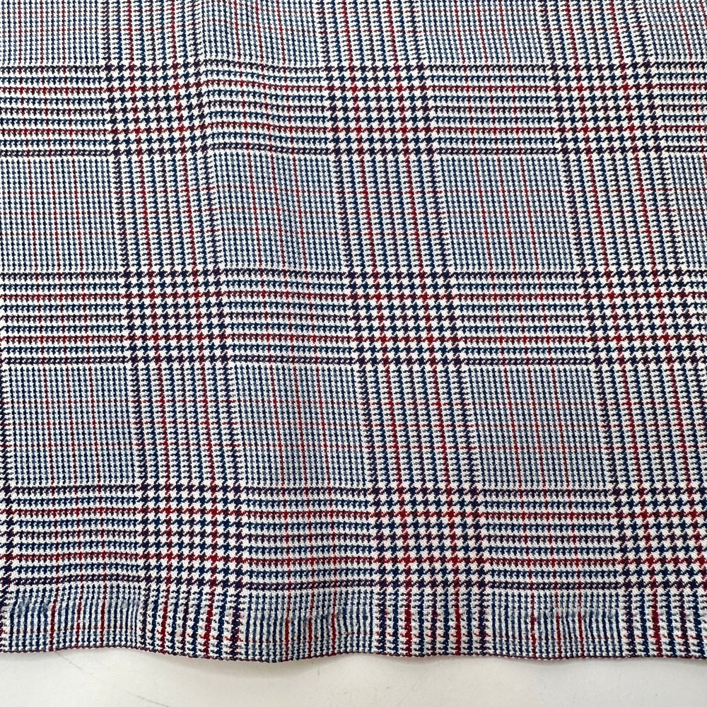Teacher Red Pen Marking Papers - Vintage Poly Woven - White Multi Plaid - 0.6M Bundle - True Deadstock fabric Fabric by private - Sustainable Textile | FABCYCLE