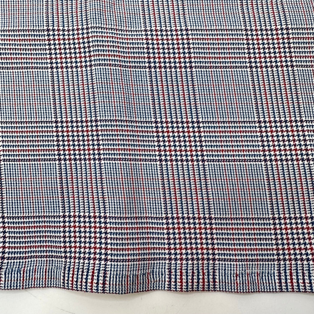 Teacher Red Pen Marking Papers - Vintage Poly Woven - White Multi Plaid - 0.6M Bundle - True Deadstock fabric Fabric by private - Sustainable Textile | FABCYCLE