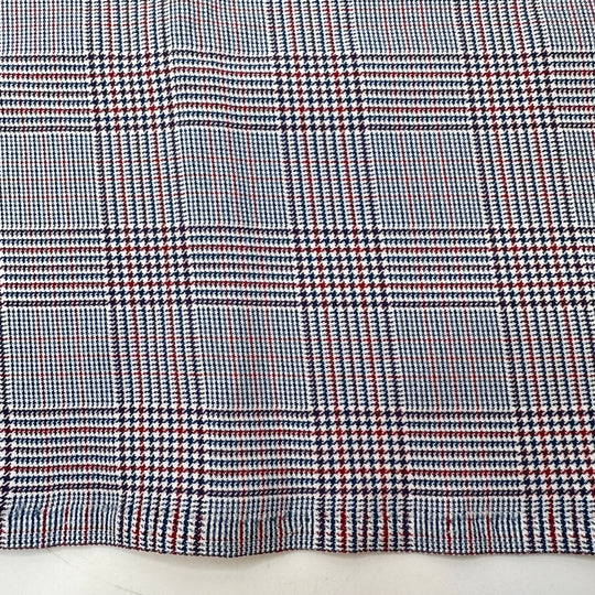 Teacher Red Pen Marking Papers - Vintage Poly Woven - White Multi Plaid - 0.6M Bundle - True Deadstock fabric Fabric by private - Sustainable Textile | FABCYCLE