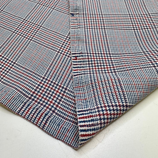 Teacher Red Pen Marking Papers - Vintage Poly Woven - White Multi Plaid - 0.6M Bundle - True Deadstock fabric Fabric by private - Sustainable Textile | FABCYCLE