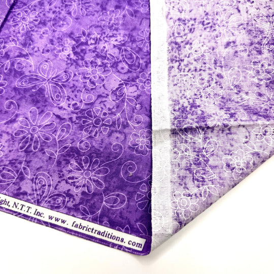 Teaching The Kids Quilting - Cotton Woven - Purple/White Floral - 0.75M Bundle - True Deadstock fabric Fabric by private - Sustainable Textile | FABCYCLE
