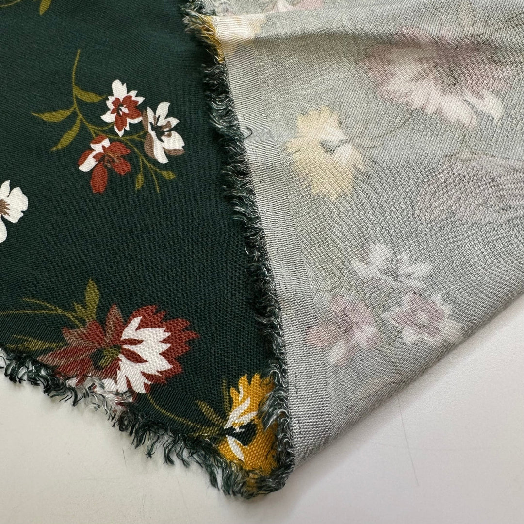 Technology Detox - Cotton/Bamboo Woven - Dark Green Multi Floral - 3M Bundle - True Deadstock fabric Fabric by private - Sustainable Textile | FABCYCLE