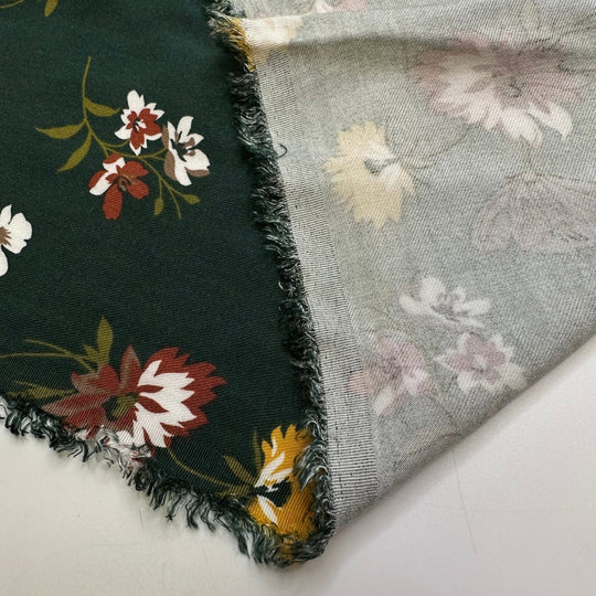 Technology Detox - Cotton/Bamboo Woven - Dark Green Multi Floral - 3M Bundle - True Deadstock fabric Fabric by private - Sustainable Textile | FABCYCLE