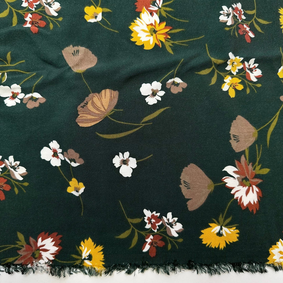 Technology Detox - Cotton/Bamboo Woven - Dark Green Multi Floral - 3M Bundle - True Deadstock fabric Fabric by private - Sustainable Textile | FABCYCLE