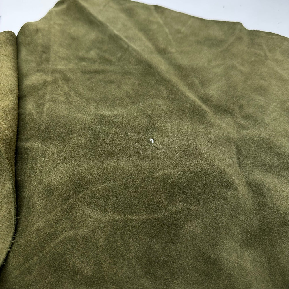 Textile Therapy - Suede Leather Woven - Dark Olive Green - 0.5M Bundle - True Deadstock fabric Fabric by private - Sustainable Textile | FABCYCLE