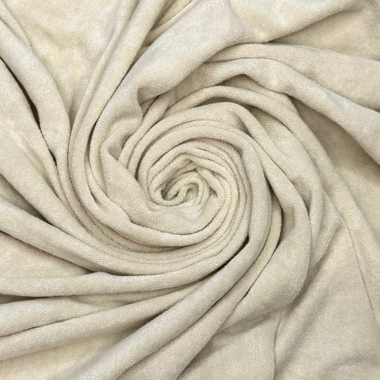The Beach Is Calling Me - Terry Cotton/Poly Knit - Light Cream/Beige - 1.85M Bundle - True Deadstock fabric Fabric by private - Sustainable Textile | FABCYCLE