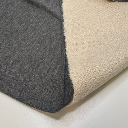 The Early Bird Vs Night Owl - Double Cloth Knit Synthetic Blend - Cream/Grey - Bundles - True Deadstock fabric Fabric by private - Sustainable Textile | FABCYCLE