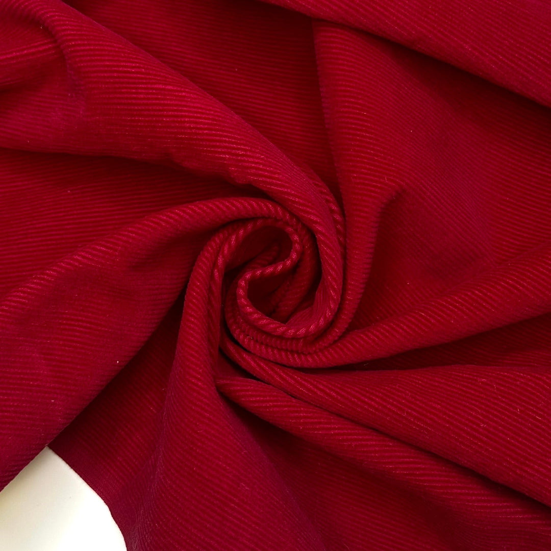 The Forbidden Apple - Corduroy Cotton Blend Woven - Red/Pink - 1.3M Bundle - True Deadstock fabric Fabric by private - Sustainable Textile | FABCYCLE