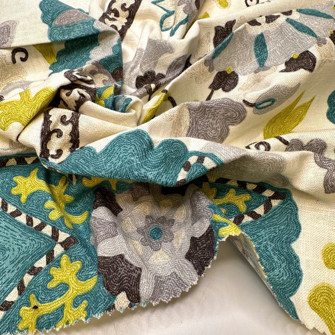 The Freak Show - Natural Blend Woven - Teal Multi Floral - 0.6M Bundle - True Deadstock fabric Fabric by private - Sustainable Textile | FABCYCLE