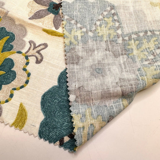 The Freak Show - Natural Blend Woven - Teal Multi Floral - 0.6M Bundle - True Deadstock fabric Fabric by private - Sustainable Textile | FABCYCLE