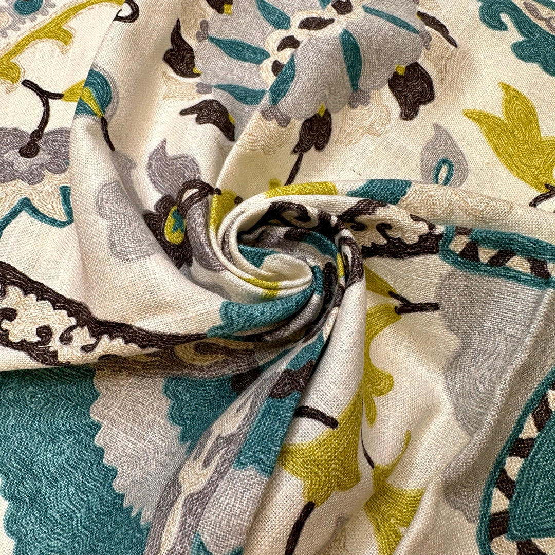 The Freak Show - Natural Blend Woven - Teal Multi Floral - 0.6M Bundle - True Deadstock fabric Fabric by private - Sustainable Textile | FABCYCLE