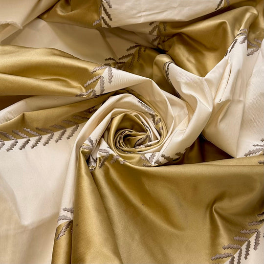 The Gilded Age - Taffeta Poly/Cotton Woven - Cream/Gold Stripes - 1.3M Bundle - True Deadstock fabric Fabric by private - Sustainable Textile | FABCYCLE
