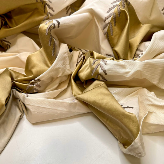 The Gilded Age - Taffeta Poly/Cotton Woven - Cream/Gold Stripes - 1.3M Bundle - True Deadstock fabric Fabric by private - Sustainable Textile | FABCYCLE