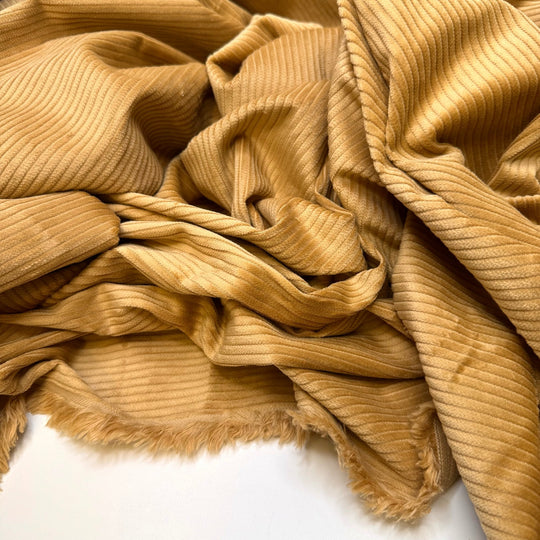 The Glow Of A Get Together - Large Whale Corduroy Cotton Woven - Gold - Bundles - True Deadstock fabric Fabric by private - Sustainable Textile | FABCYCLE
