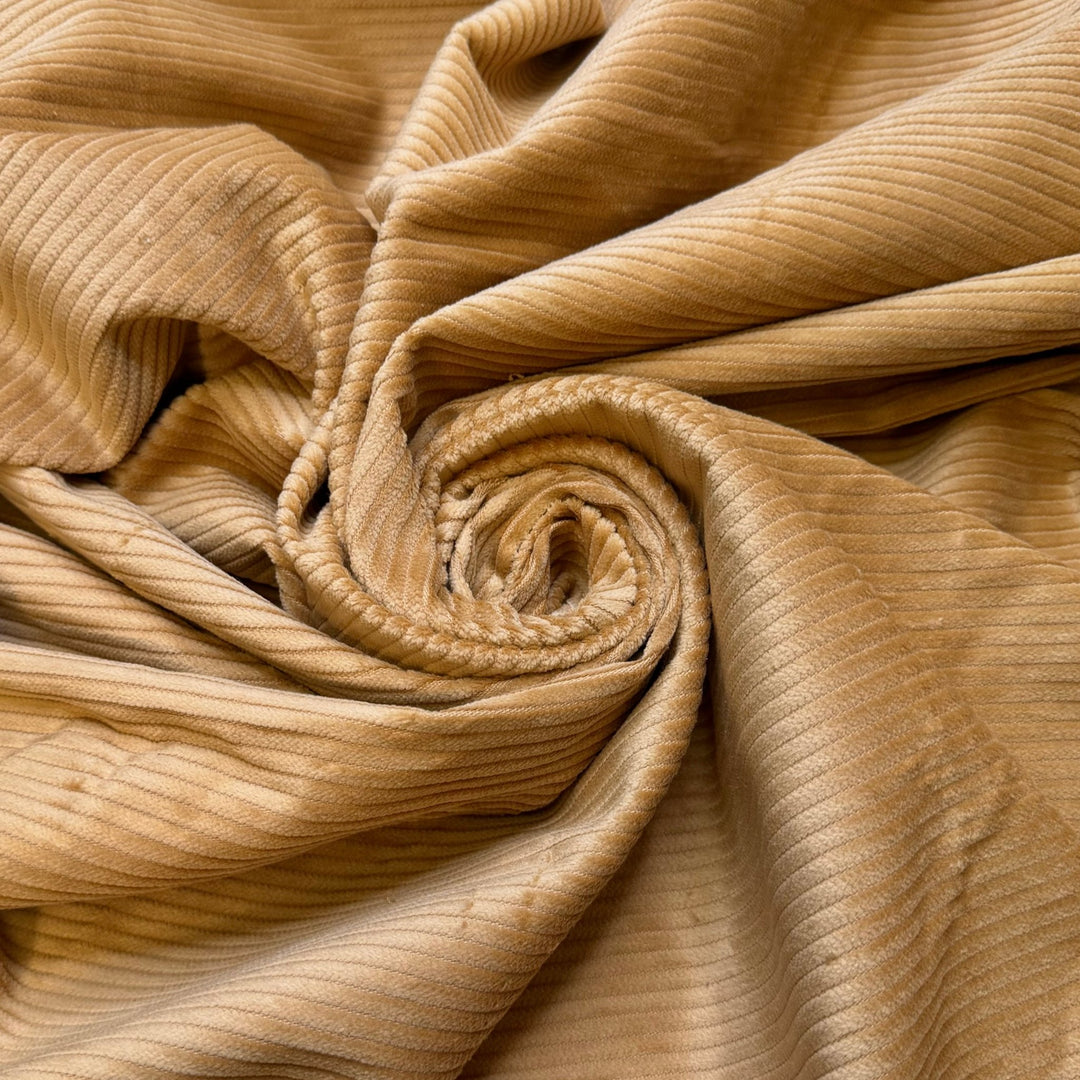 The Glow Of A Get Together - Large Whale Corduroy Cotton Woven - Gold - Bundles - True Deadstock fabric Fabric by private - Sustainable Textile | FABCYCLE