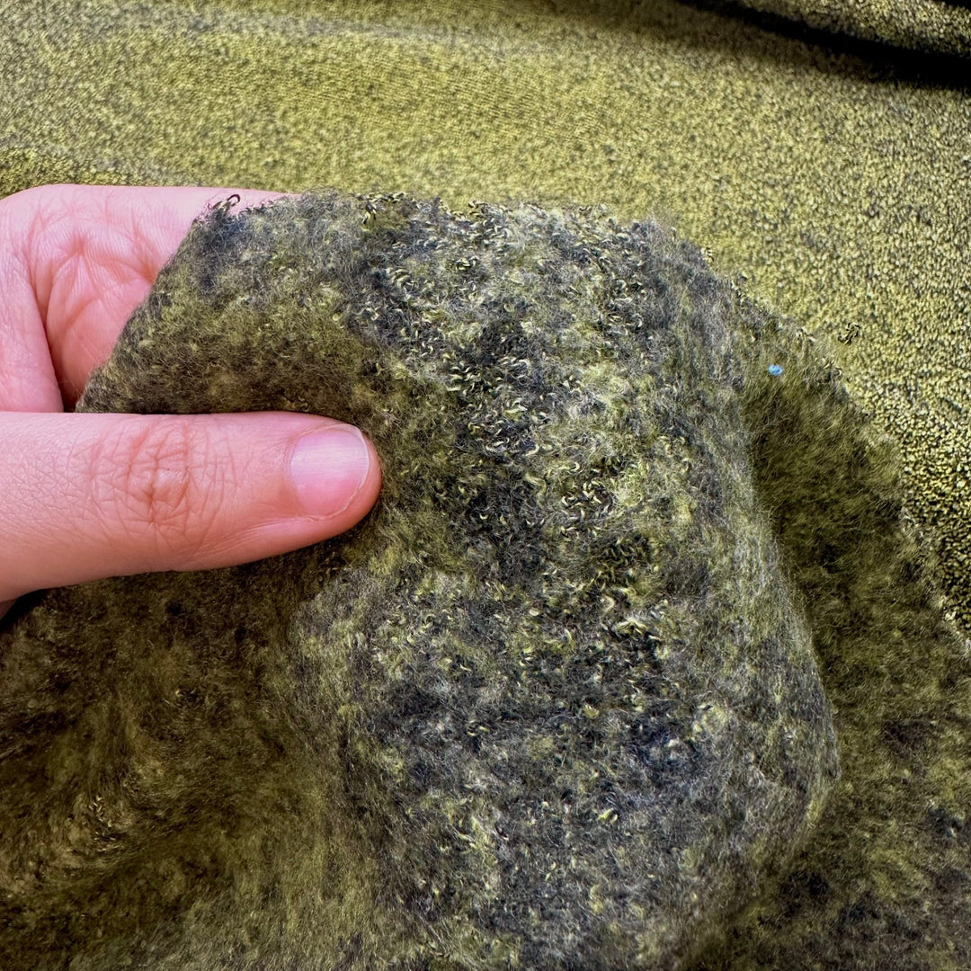 The Grass Is Greener Where I Am - Boucle Polyester Blend Knit - Green - Bundles - True Deadstock fabric Fabric by private - Sustainable Textile | FABCYCLE