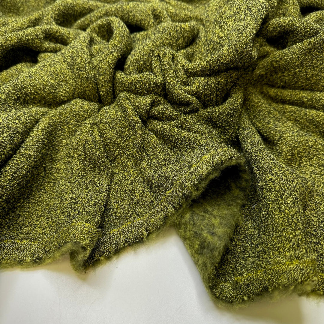 The Grass Is Greener Where I Am - Boucle Polyester Blend Knit - Green - Bundles - True Deadstock fabric Fabric by private - Sustainable Textile | FABCYCLE