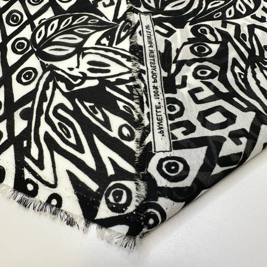 The Hills Have Eyes - Crepe Poly Woven - White/Black Abstract - Bundles - True Deadstock fabric Fabric by private - Sustainable Textile | FABCYCLE