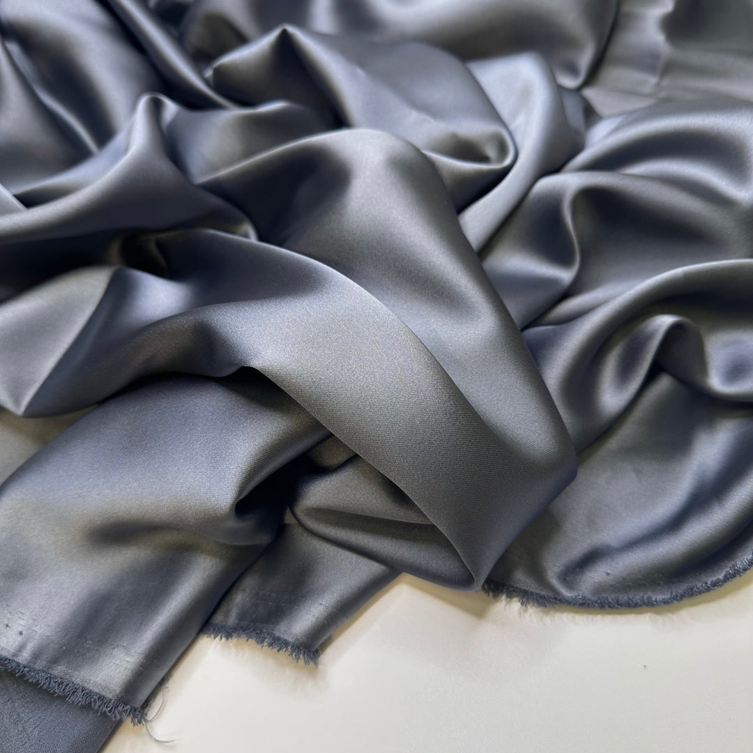 The Loon Call - Satin Poly Woven - Steel Grey - 2M Bundle - True Deadstock fabric Fabric by private - Sustainable Textile | FABCYCLE