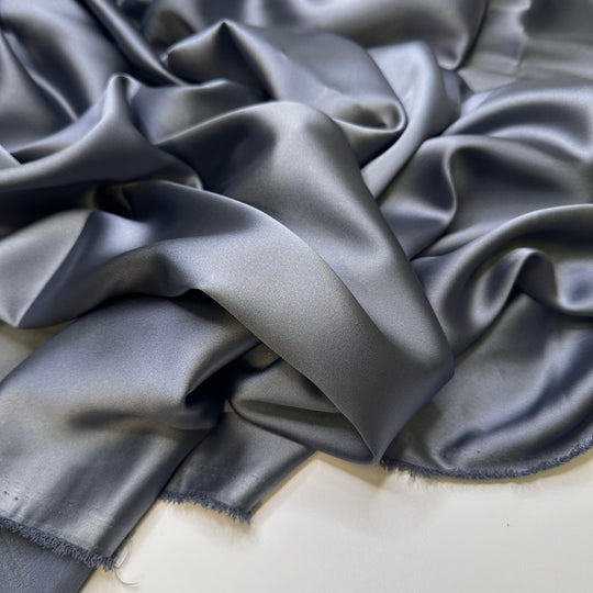 The Loon Call - Satin Poly Woven - Steel Grey - 2M Bundle - True Deadstock fabric Fabric by private - Sustainable Textile | FABCYCLE