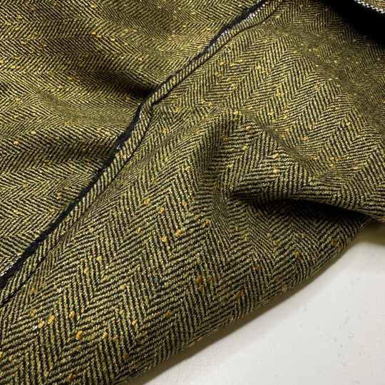 The Lucky One - Metallic Herringbone Wool Blend Woven - Green/Gold - 2M Bundle - True Deadstock fabric Fabric by private - Sustainable Textile | FABCYCLE
