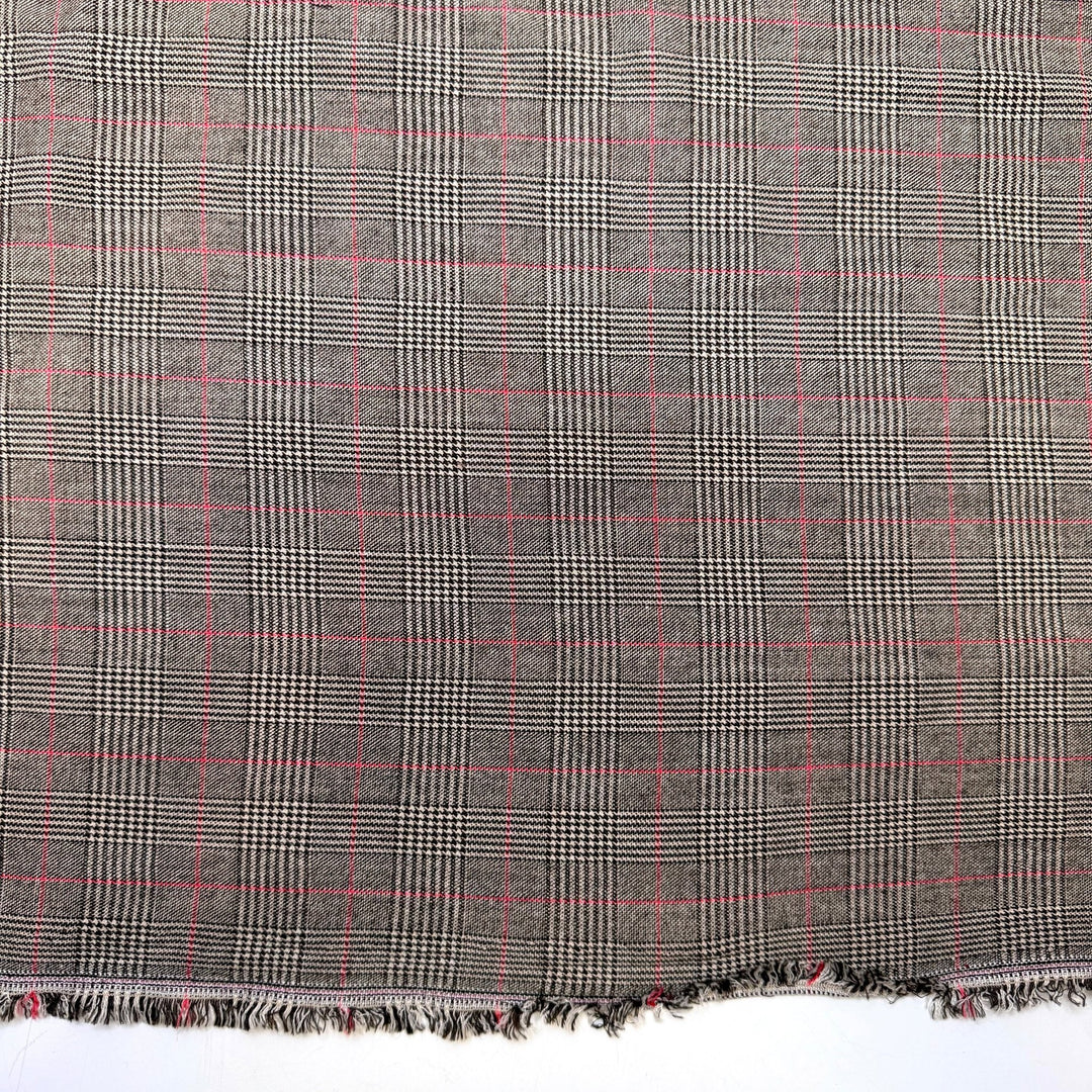 The P In Pazazz - Wool/Spandex Woven - Grey/Pink Plaid - 2.25M Bundle - True Deadstock fabric Fabric by private - Sustainable Textile | FABCYCLE