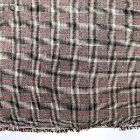 The P In Pazazz - Wool/Spandex Woven - Grey/Pink Plaid - 2.25M Bundle - True Deadstock fabric Fabric by private - Sustainable Textile | FABCYCLE