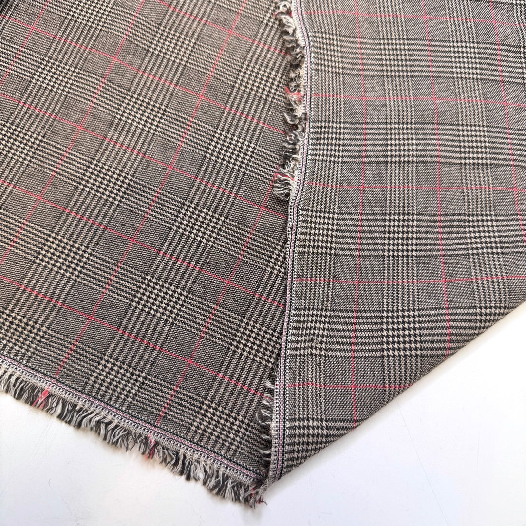 The P In Pazazz - Wool/Spandex Woven - Grey/Pink Plaid - 2.25M Bundle - True Deadstock fabric Fabric by private - Sustainable Textile | FABCYCLE