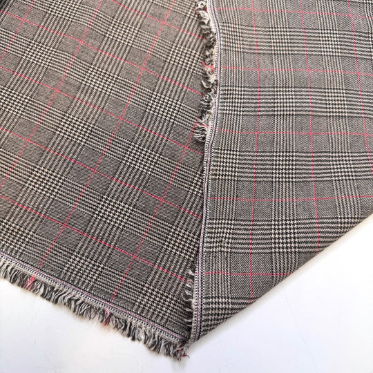 The P In Pazazz - Wool/Spandex Woven - Grey/Pink Plaid - 2.25M Bundle - True Deadstock fabric Fabric by private - Sustainable Textile | FABCYCLE