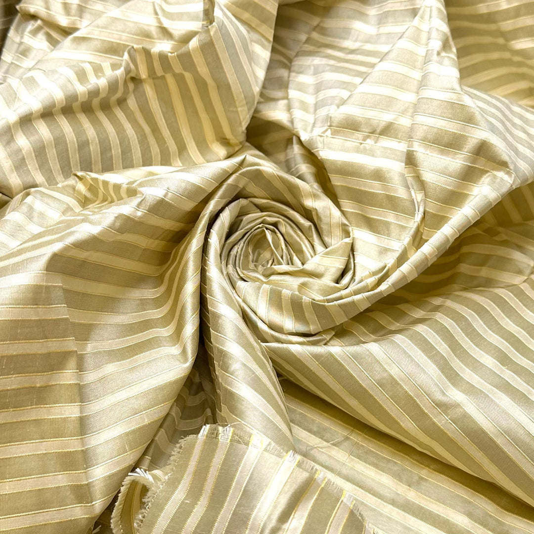 The Perfect Vintage Couch - Silk Woven - Cream/Green Stripes - 1.8M Bundle - True Deadstock fabric Fabric by private - Sustainable Textile | FABCYCLE